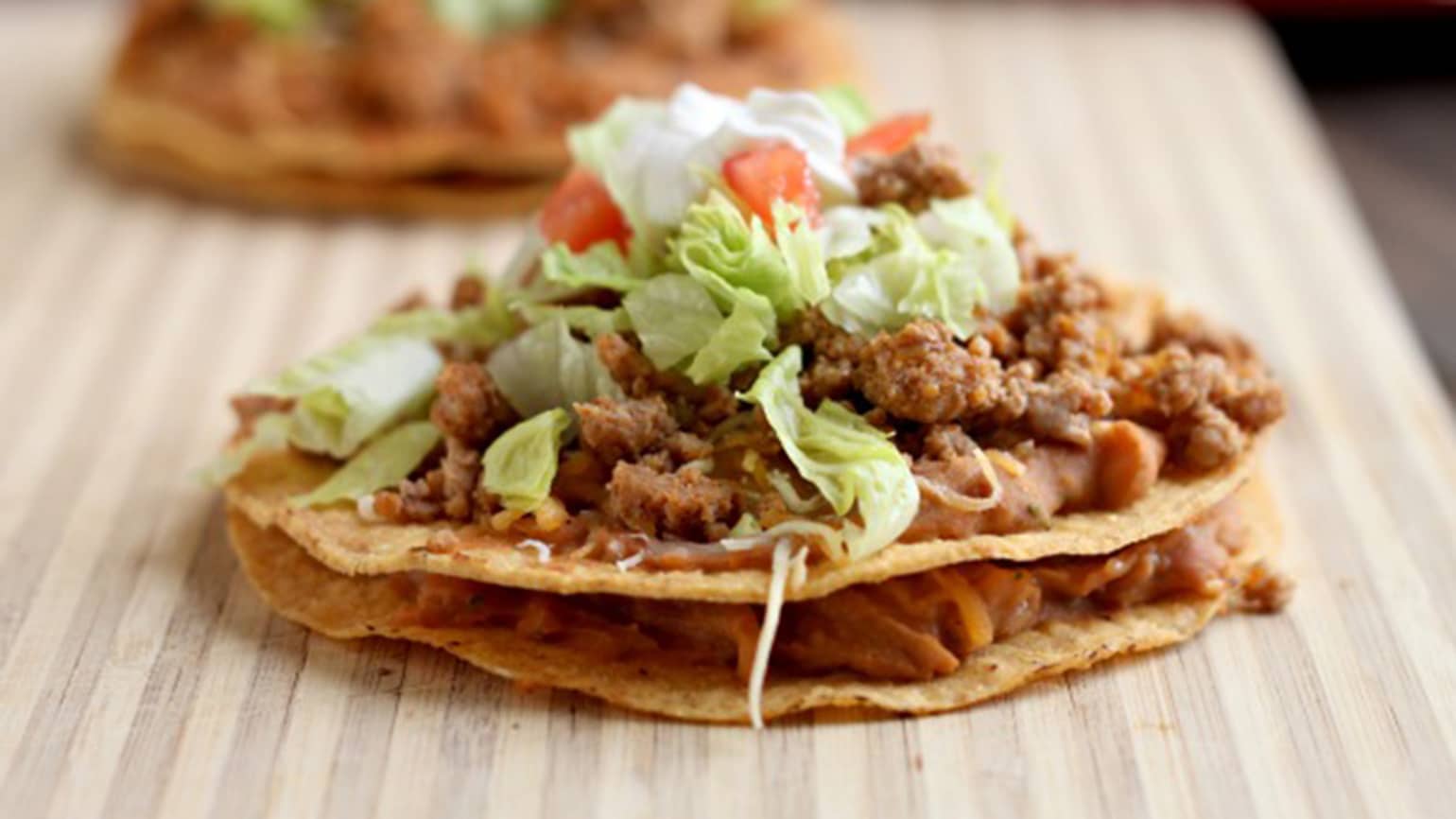 beef and baby corn tostada